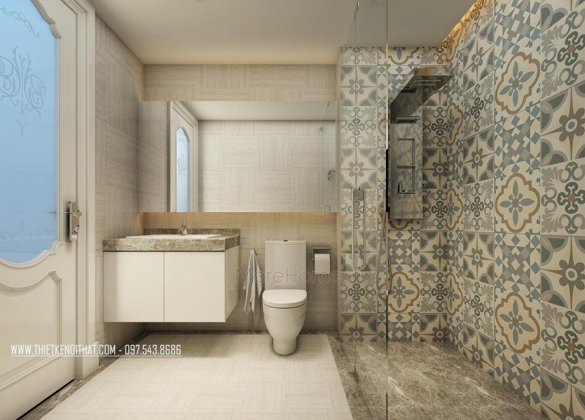 Thiết kế nội thất phòng tắm, nhà vệ sinh nhà liền kề khu đô thị Văn Quán